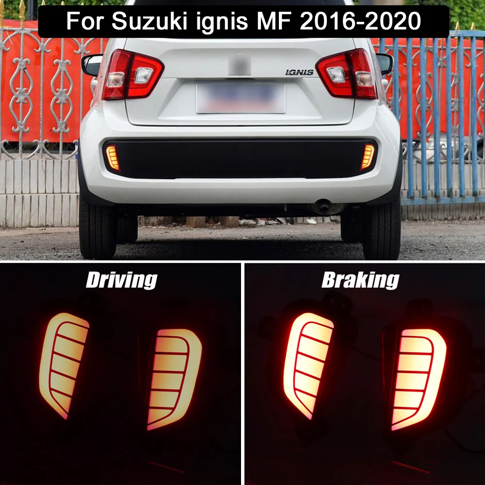 LED Rear Bumper Reflector Lamp Two Function Tail Brake Signal Light And Red Running Warning Light For Suzuki ignis MF 2016-2020