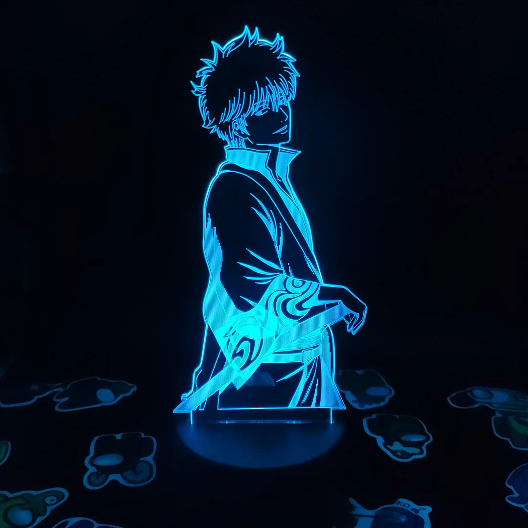 

Anime GINTAMA Figure Sakata Gintoki 3D LED Neon Nightlights Birthday Gift for Friends Otaku Bedroom Table Decor Manga Lava Lamps