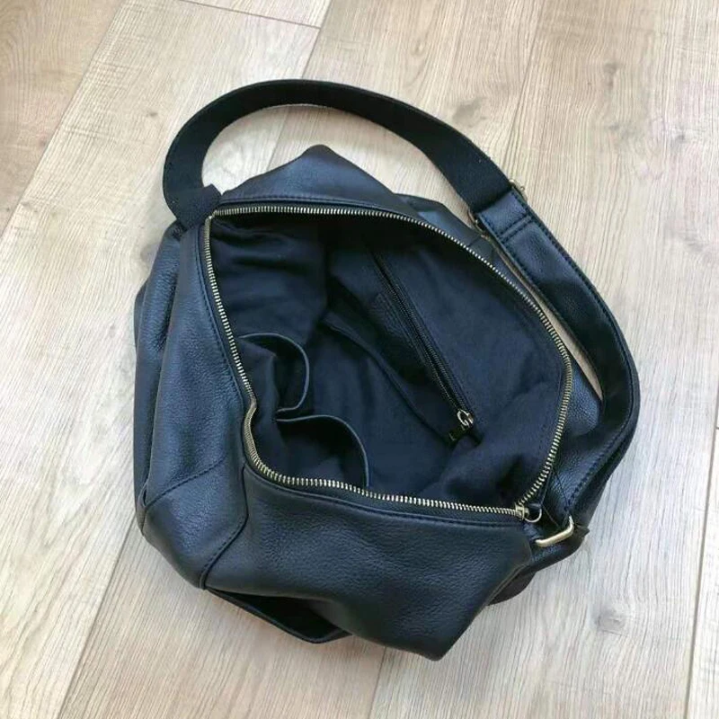 Echt leder Sack Schulter Damen Taschen zwei Out Taschen Designer Schulter Umhängetaschen für Frauen Universität Handtaschen – Detail 11