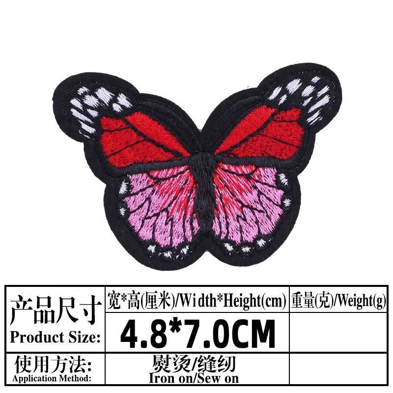 Butterfly Embroidered Patches for Clothing Thermoadhesive Badges Patch Thermal Sticker for Fabric Clothes Shoes Appliques Stripe