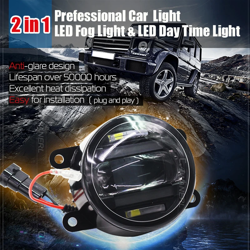 Cawanerl For Ford Focus Fiesta Fusion Mustang C-Max Ranger Explorer Falcon 2 X Car Styling LED Fog Light Daytime Running Lamp