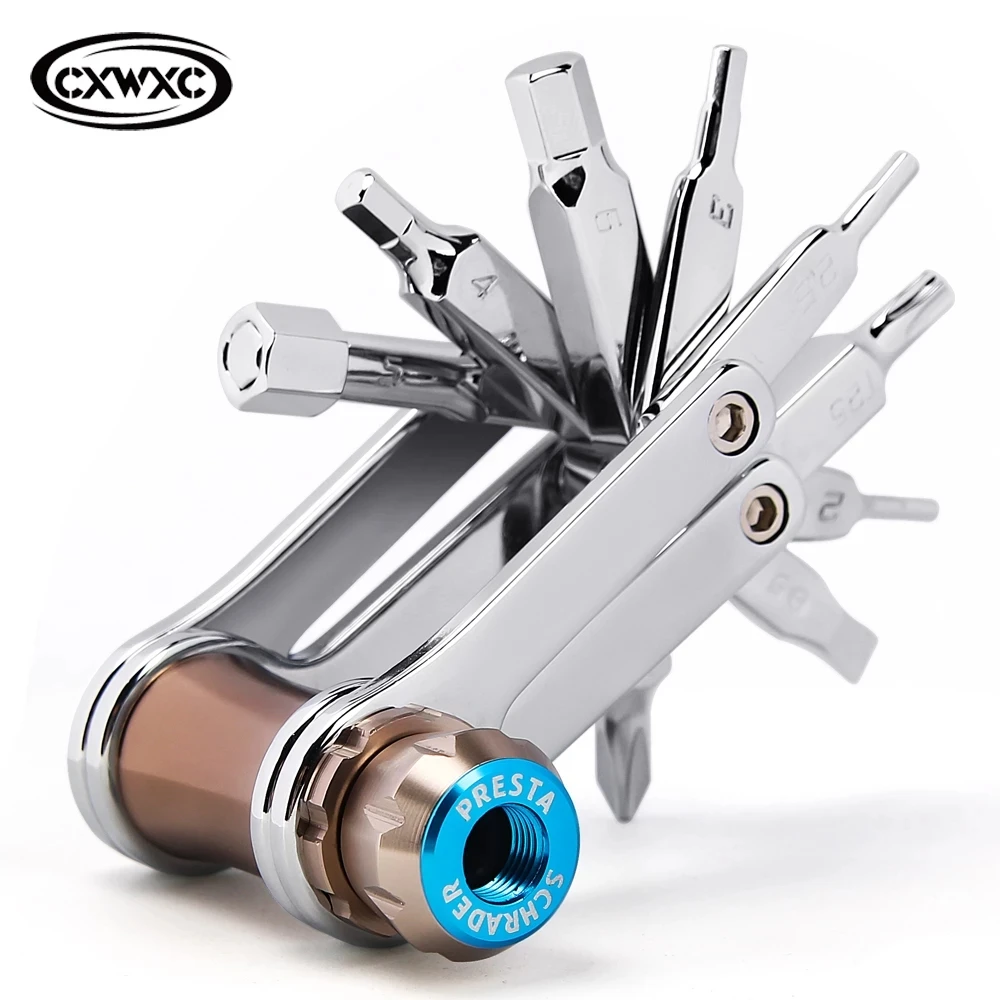 CXWXC 11in1/16in1 Bicycle Multi Repair Tools Kit MTB Allen Bits Screw Driver Cartridge Inflator Road Bike Mini Repair Tools Set