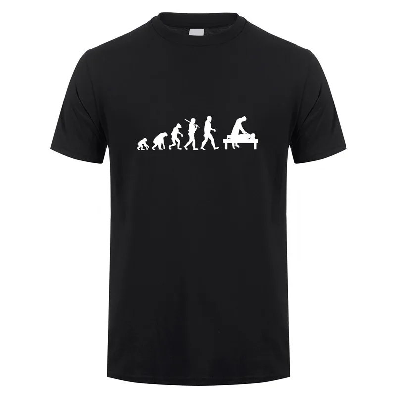 New Chiropractor Evolution T Shirts Men Summer Cotton Short Sleeve O Neck Chiropractor T-shirt Massage Man Tshirt Tops TM-035