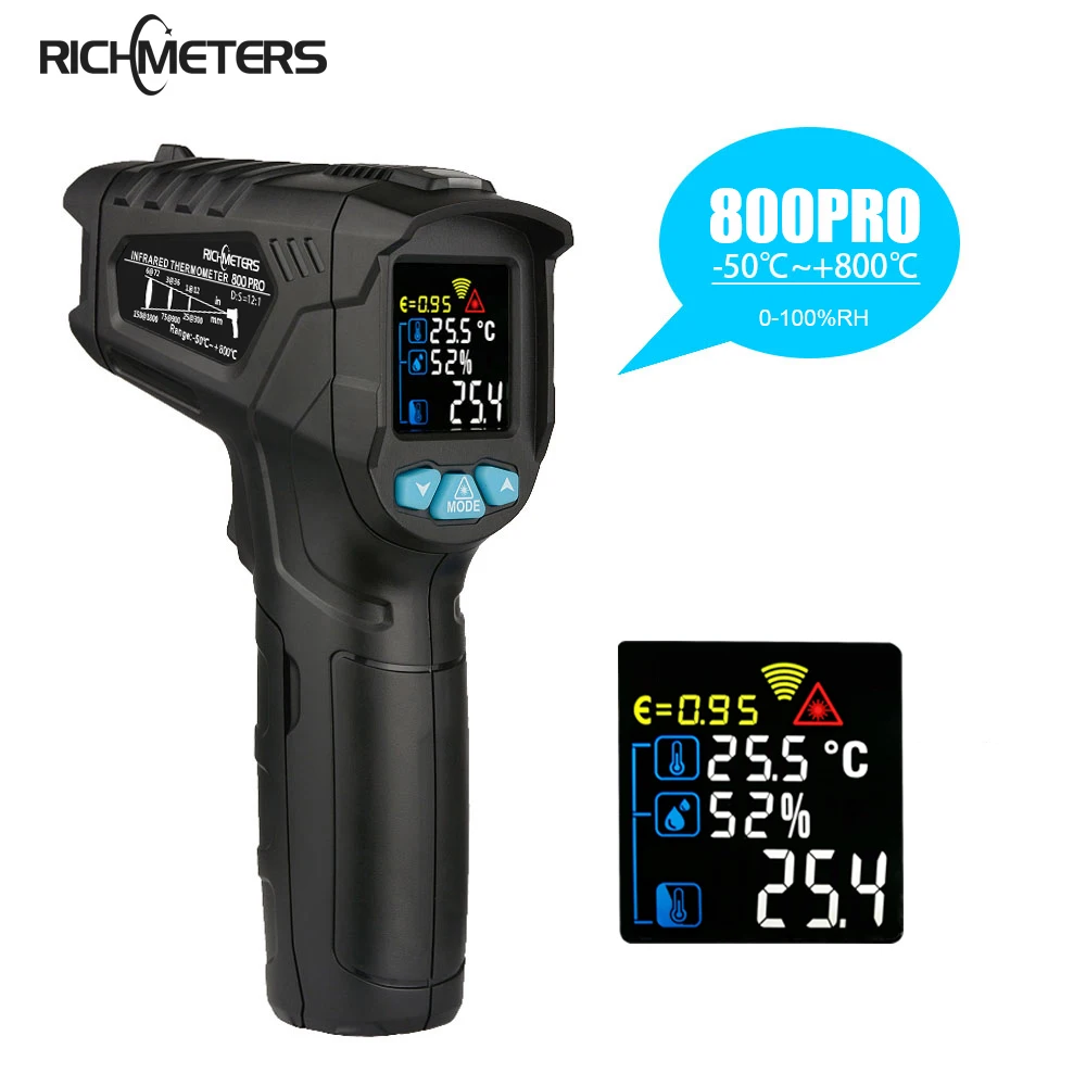 Infrared Thermometer No Contact Digital Industry Pyrometer -50~800C Aquarium Laser IR Temperature Gun