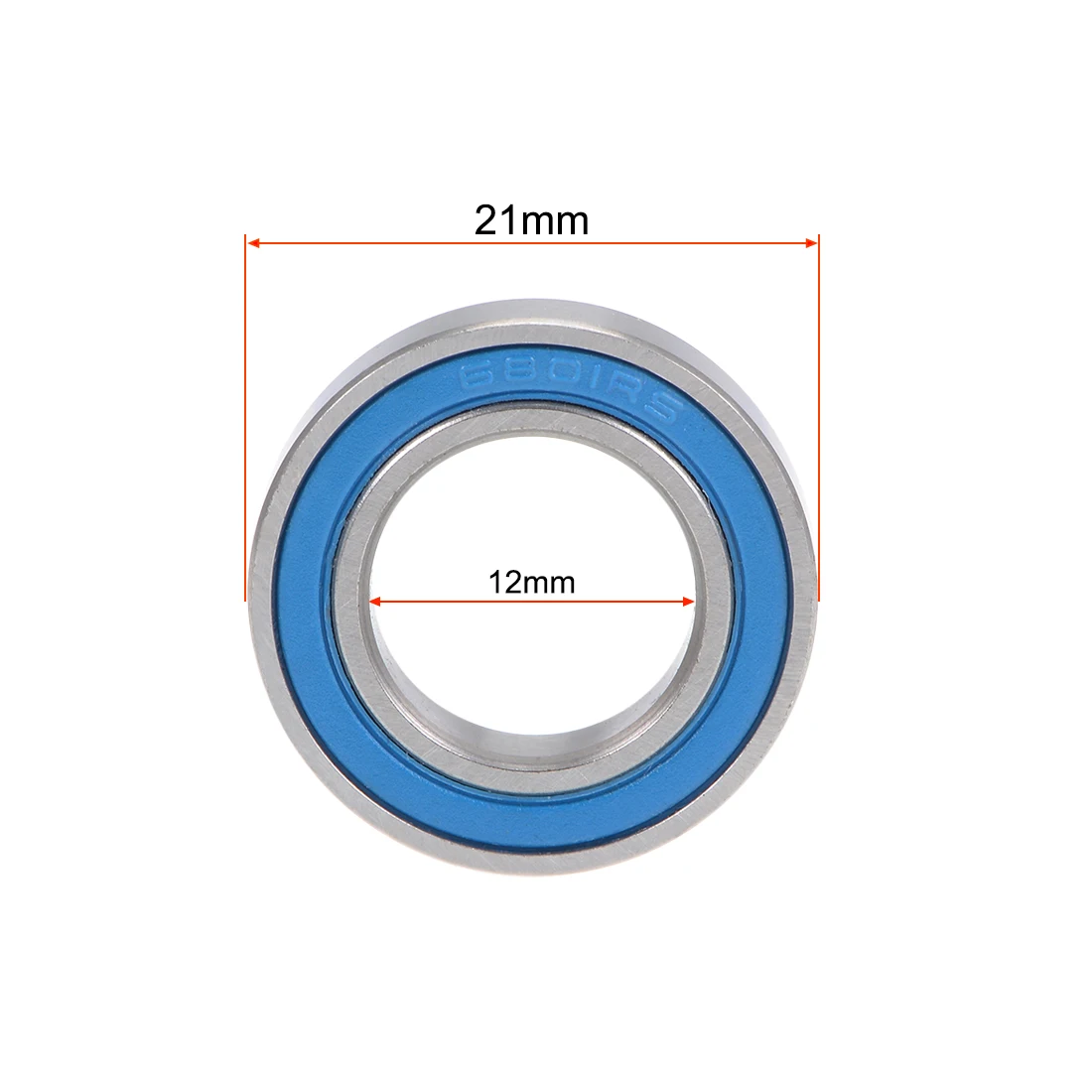 Uxcell 6801-2RS แบริ่งบอลร่องลึก12มม.X 21มม.X 5มม.ปิดผนึกคู่โครเมี่ยมฝาครอบสีฟ้า p6 (ABEC3) 10Pcs