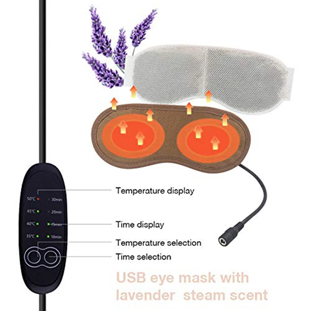 Maska do spania na parze USB maska do cieniowania do spania miękka regulacja temperatury elektryczna podgrzewana maska do oczu, aby złagodzić oko