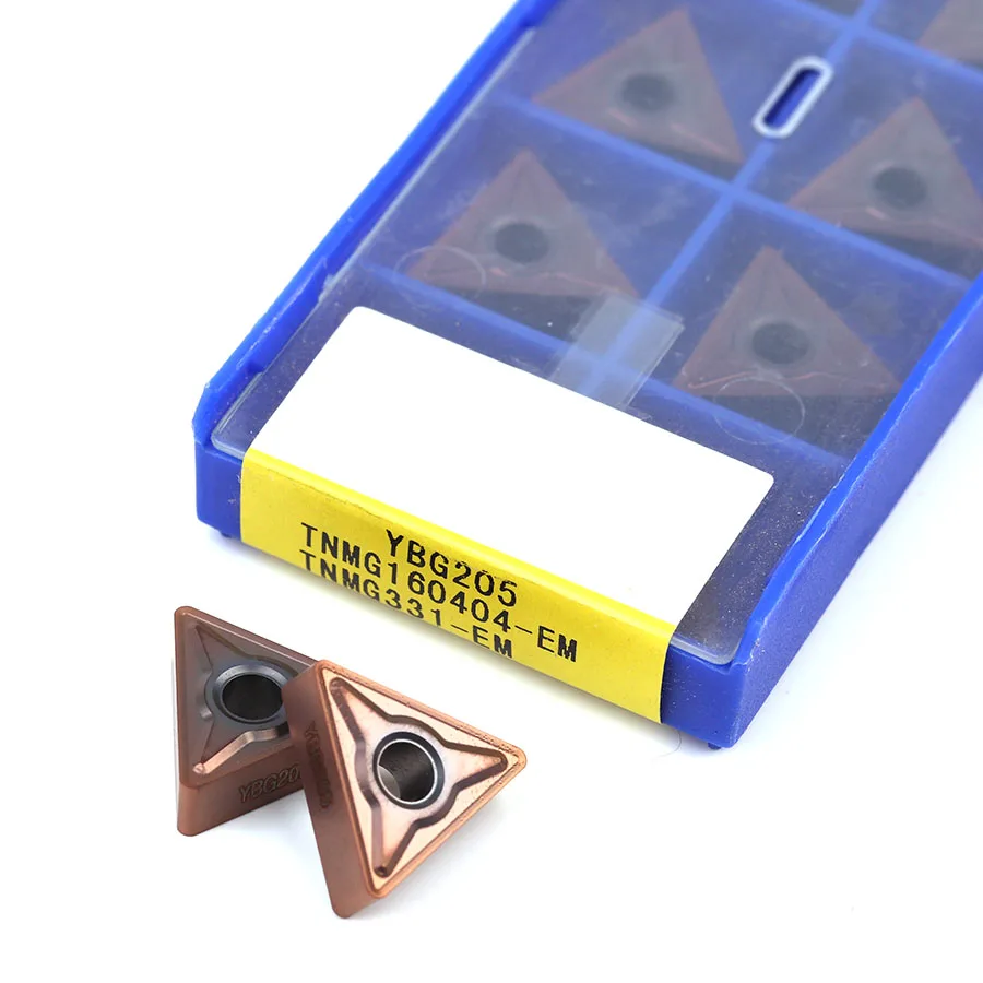 Herramienta de torneado de cuchillas de corte recubiertas, TNMG160404-EM YBG205, PVD, para torno CNC de acero inoxidable, superaleación y acero