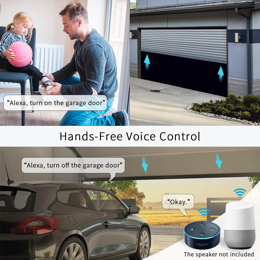 Cloudraker WiFi Tuya Smart Life Garage Door Opener Controller Works With Alexa Echo Google Home Siri No Hub Require