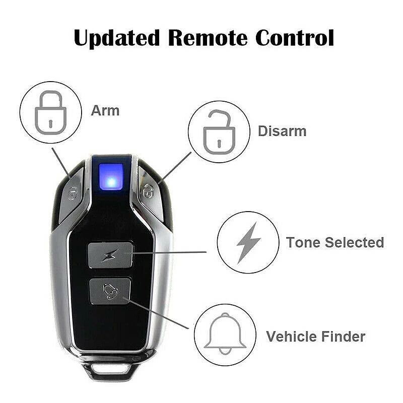 113Db Super Loud Wireless Motorcycle Bicycle Alarm Security Anti-Theft Alarm with Remote Control Waterproof Black