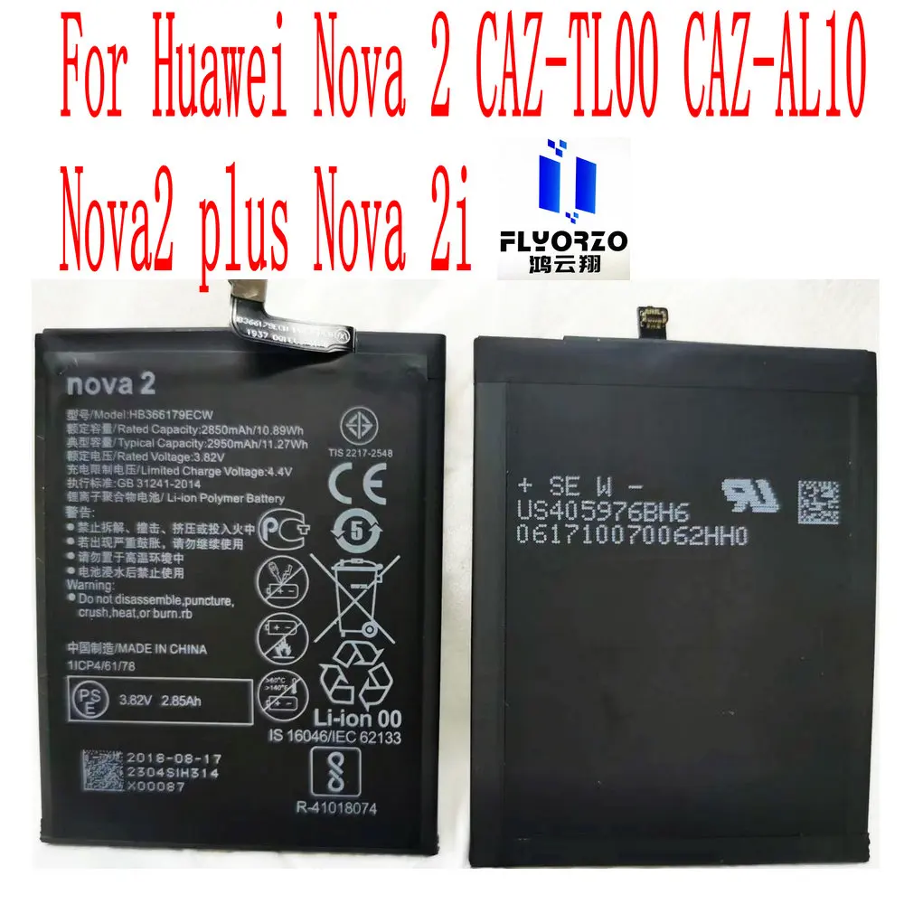 Brand new 2850mAh HB366179ECW Battery For Huawei Nova 2 CAZ-TL00 CAZ-AL10 Nova2 plus Nova 2i Mobile Phone