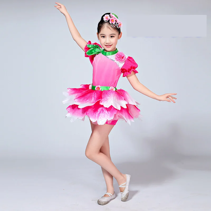 Contemporary Flower dancewear girls dance costume kids salsa dance dress of girl dance wear dancing dress of girl