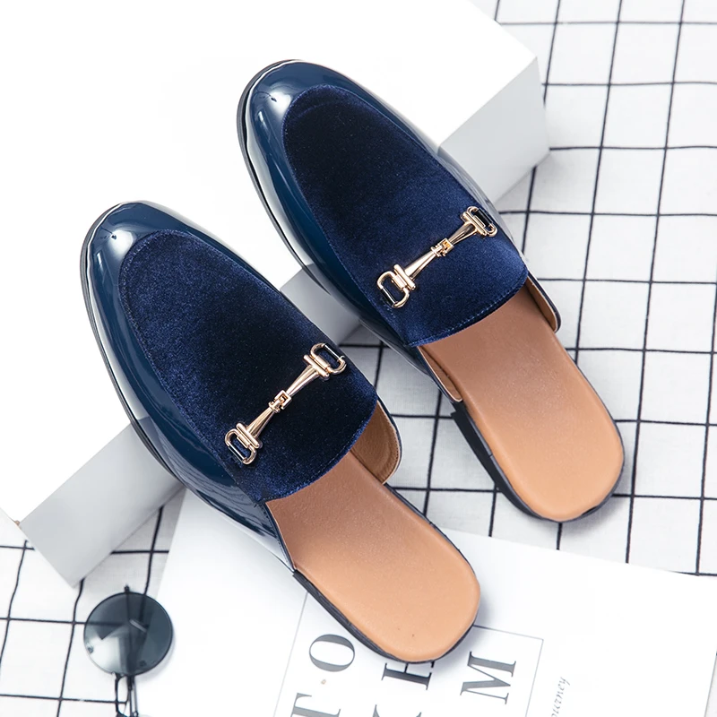 Summer Half Shoes for Men Fashion Semi-Drag Loafers Slippers Man Outdoor Men Casual Shoes Mules Slip On Flats Leather Sandals