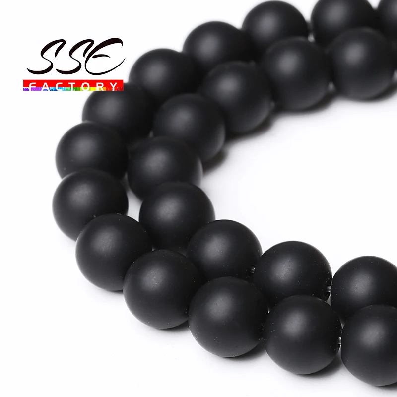 AAAAA Natural Matte Black Agates Round Loose Beads Onyx Loose Beads 15\