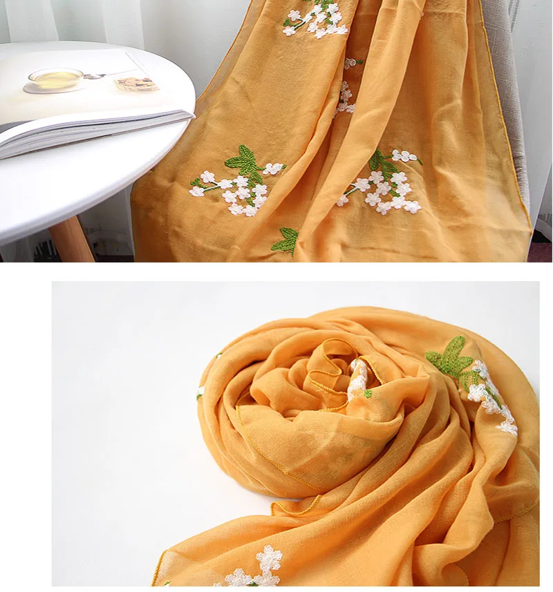 Womans fashion 2019 floral muslim hijab,Plain long cotton fancy embroidery flower scarf,shawls and wraps,solid color cape femme