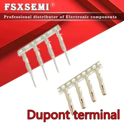 Terminal de dupont 100mm, para conector dupont metade banhada a ouro, precisa de tintura de cobre, terminal de metal fêmea ou macho, 2.54 peças