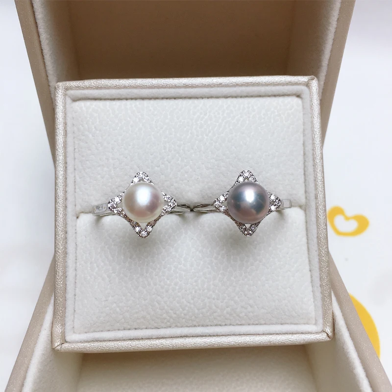 ZHBORUINI New Trendy Fine Pearl Ring 100% Real Natural Pearl Square Simple 925 Sterling Silver Ring Female Wedding jewelry Gift