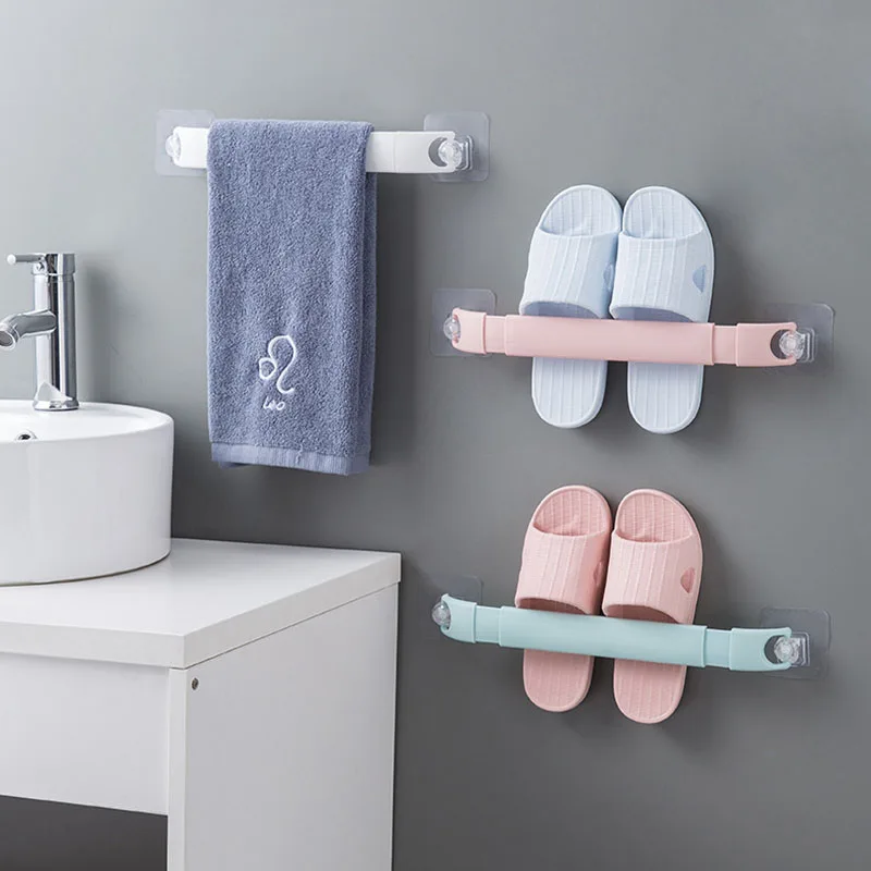 3PCS Retractable Towel Rack Rotary Single Pole Free Punch Toilet Towel Bar Towel Bar Rag Rack Sucker