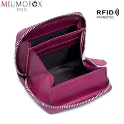 Fashion Genuine Leather Coin Purse Female Woman Cowhide Small Mini Wallet Rfid Short Wallets Change Storage Pocket Bag for Men