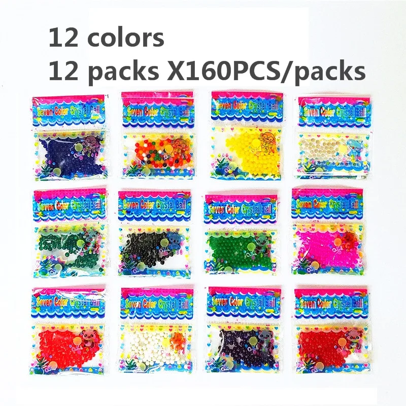 12Bags 1920pcs/Lot Crystal Soil Hydrogel Gel Polymer Water Beads Decoration Maison Growing Water Balls Home Decor crystal decor