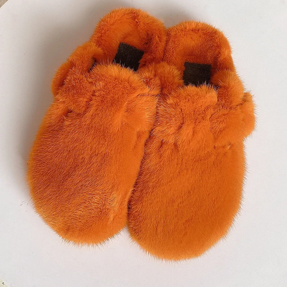 Luxuriöse, bequeme Damen-Slipper aus Naturfell, flache Schuhe, Plüsch-Mules, Sandalen, flauschige Hausschuhe aus echtem Nerzfell für Damen – Detail 11