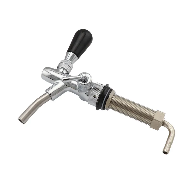 Adjustable Beer Tap with 4inch Shank Chrome Plating Flow Control Beer Faucet Homebrew Kegerator Draft Beer Tap