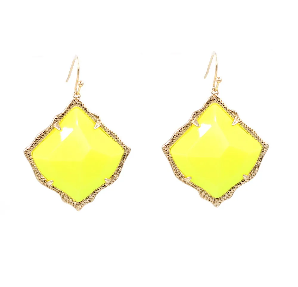 New Rhombus Neno Yellow Stone Drop Earrings for Women