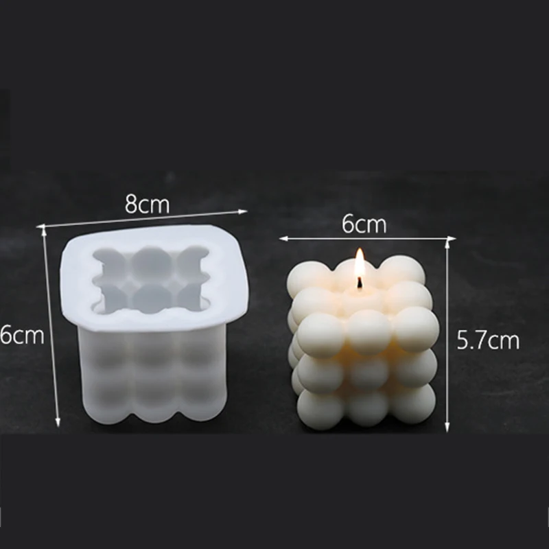 Molde de vela de silicona de cubo 3D, molde de epoxi de cristal DIY, moldes de jabón de bola redonda pequeña, herramienta de fabricación de velas,