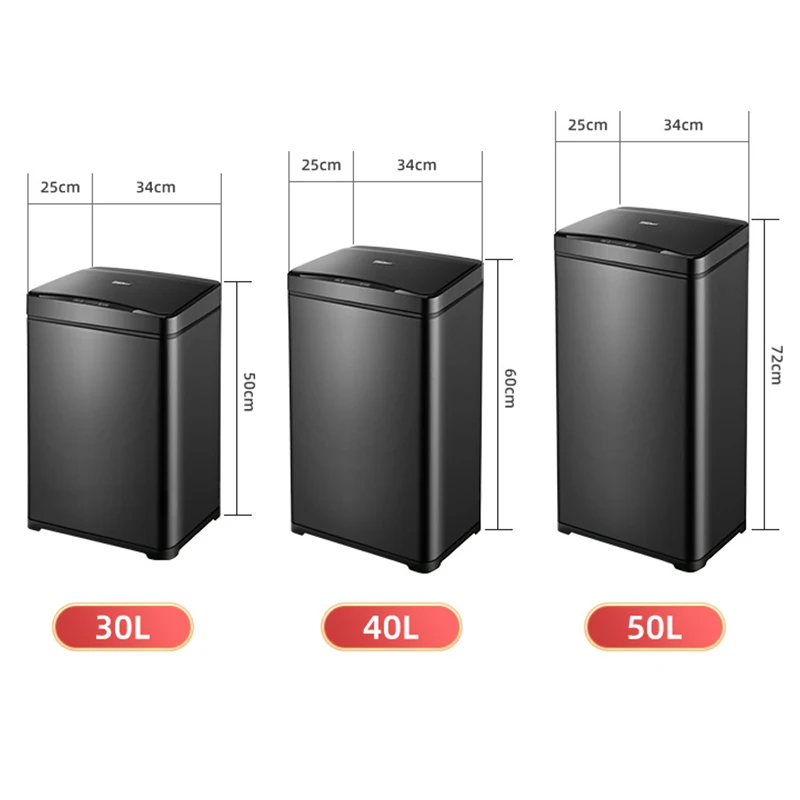 50L Kitchen Smart Sensor Trash Can Stainless Steel Automatic Induction Garbage Bin For Office Bathroom Large-capacity Trash Bin