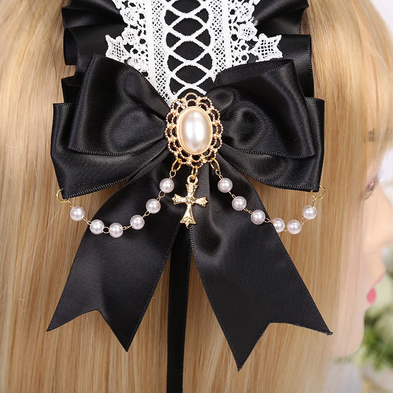 Gothic Lolita Ruffles campana di pizzo fascia cameriera peluche orecchie di gatto nastro Cosplay donna ragazza cerchio per capelli accessori Kawaii