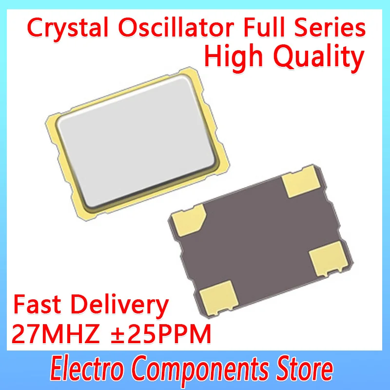 SMD 5070 Active Crystal Oscillator OSC 4Pin 7050 27MHZ 2.25V-5.5V ±25PPM 5*7MM for WLAN Bluetooth DSC DSL IP CAM SSD e-books