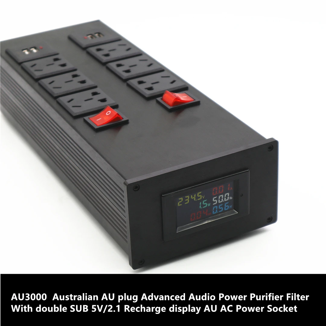 AU3000  Australian AU plug Advanced Audio Power Purifier Filter With double USB 5V/2.1 Recharge display AU AC Power Socket