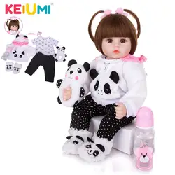 Cute 48 cm Lovely Reborn Baby Doll Cloth Body Stuffed Lifelike Babies Doll Cosplay Panda Toy For Toddler Birthday Present