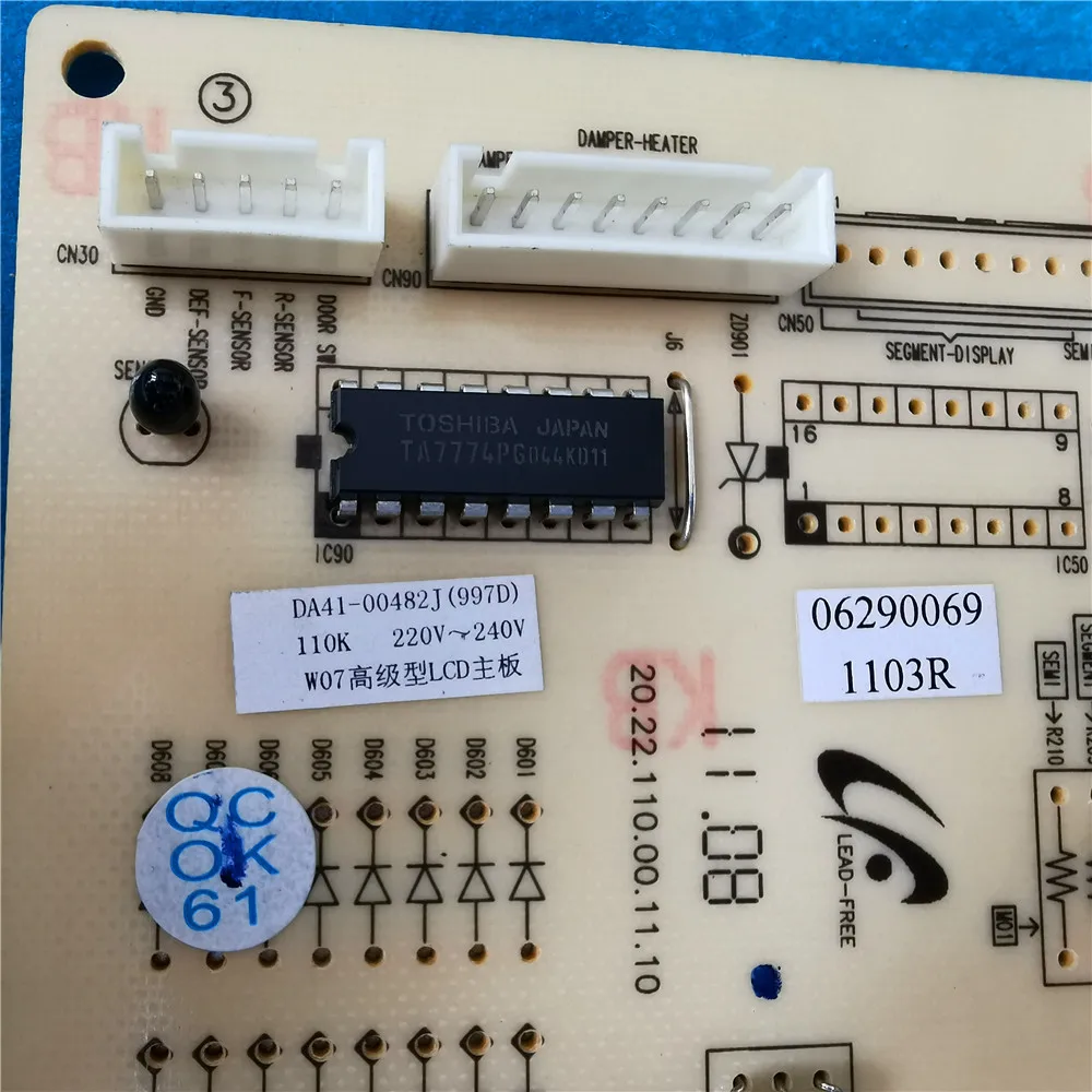 ตู้เย็นตู้โชว์เครื่องประดับบอร์ด da41-00482j บอร์ดคอมพิวเตอร์บอร์ดคอนโทรลพลังงาน20.22.110.00.11.1บอร์ดคอนโทรลหลัก