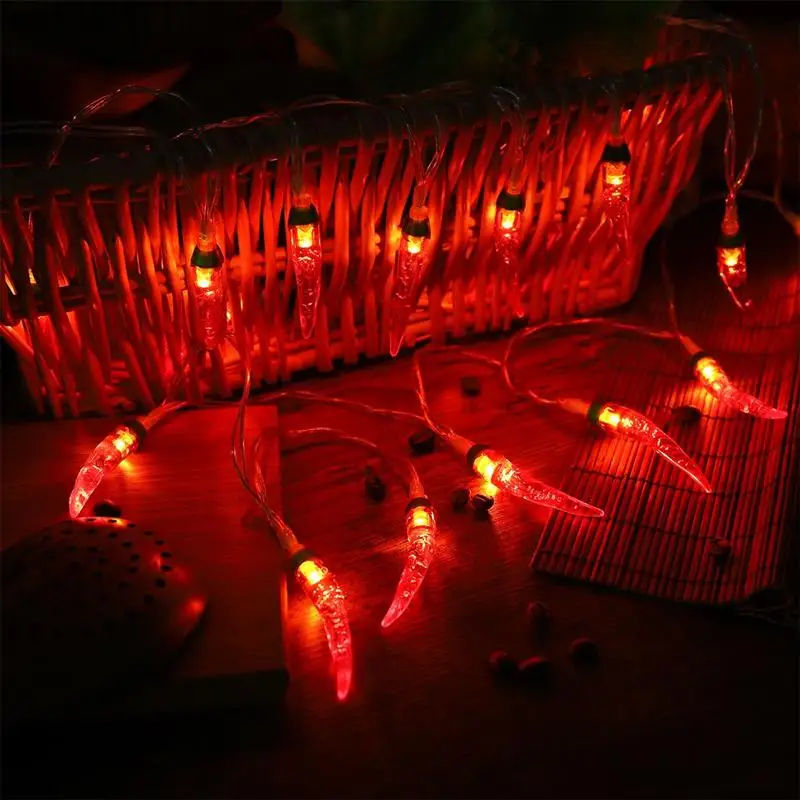 Chili String Light Fashion Powered Red Pepper Light String Fairy Lighting Night Lamps for Deck Fence Patio Balcony