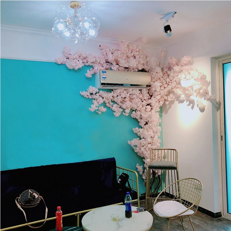 Artificial Cherry Blossom Tree Rattan Suit, Fake Flower Rattan Strip, Wedding Arch Decoration, Home Festival