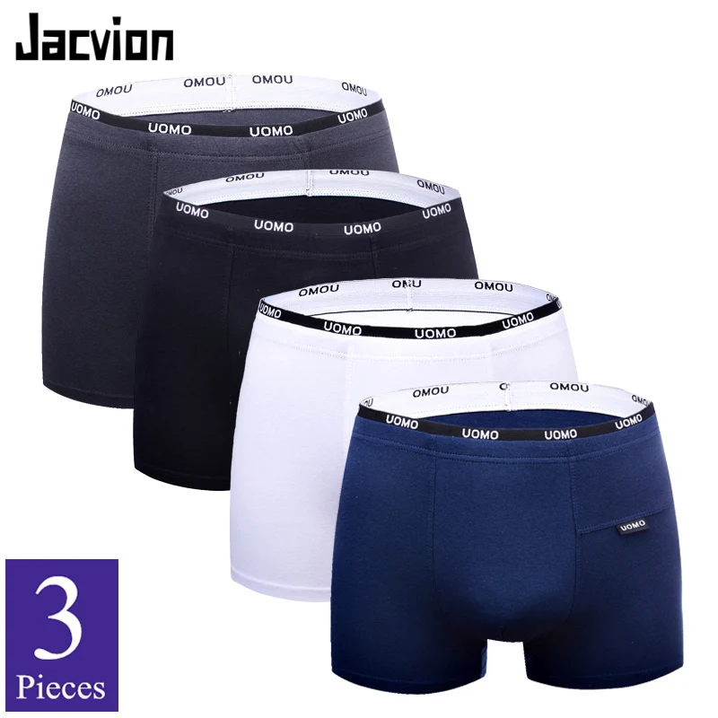 

3 Pieces/Set 3XL Men Boxer Shorts Big Size Male Underwear Boxers Cotton Underpants Elastic Waistband Design Short