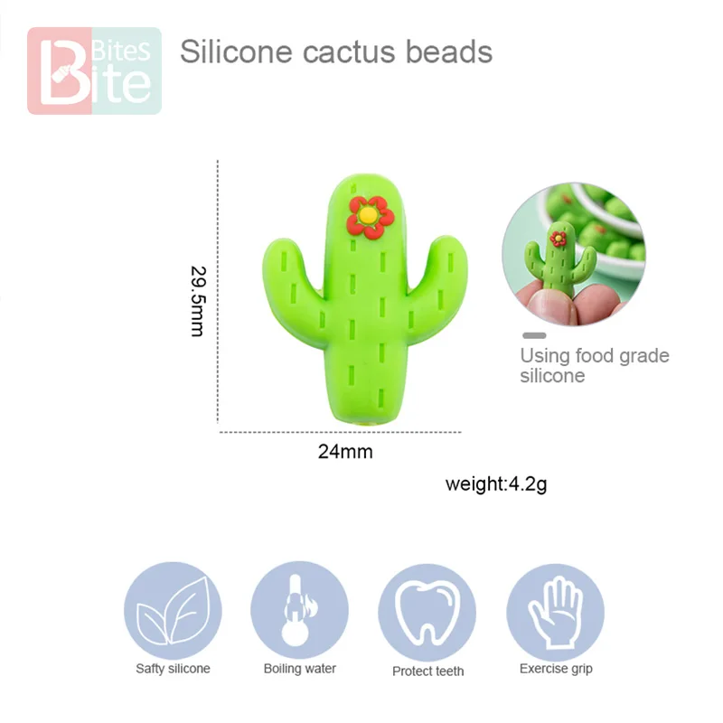 10pc Silicone Cactus Beads Baby Teether Food Grade Silicone Beads DIY Baby Teething Necklace Pacifier Chain Accessories Gift Toy