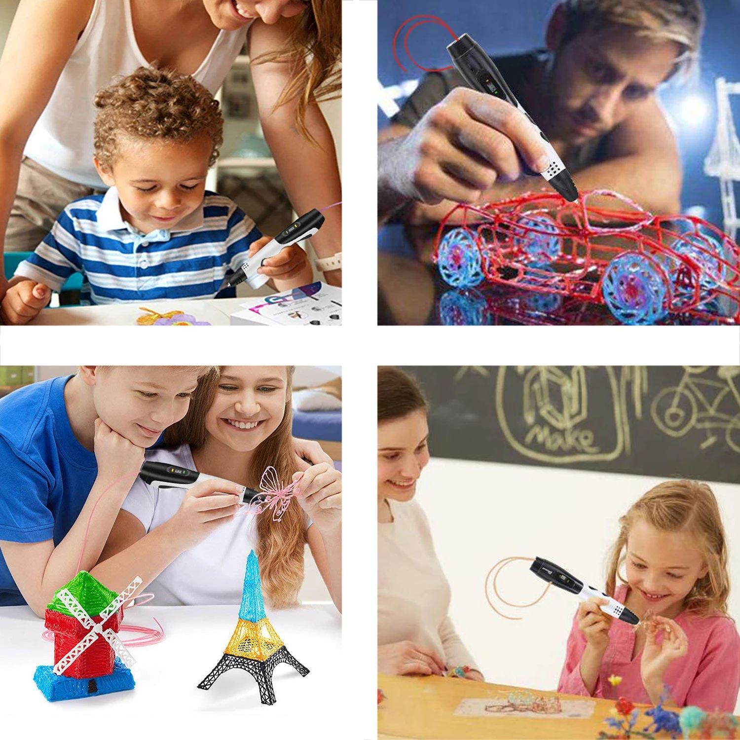 GEEETECH TG21 3D Pen & 1.75mm PLA filament 20 colors*10m, child Drawing Pencil for kids Creative Toys, Easy Operation Safety