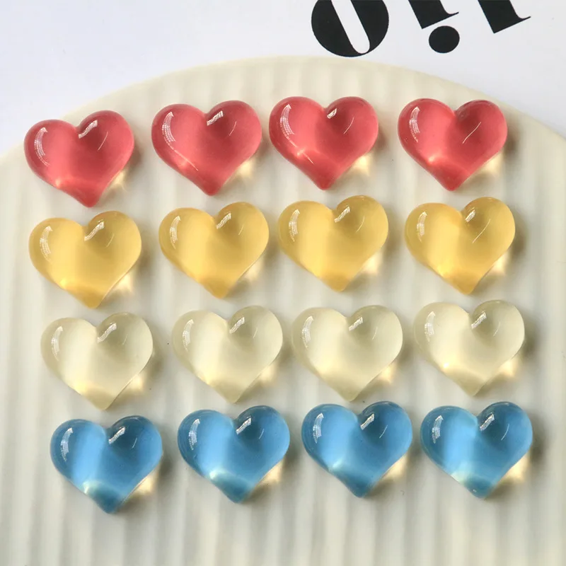 

Free Shipping 60pcs 19*16mm Flatback Jelly Style Resin Heart Cabochons Ornament Accessories Patch Sticker DIY Material