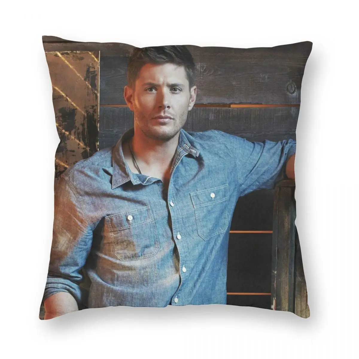 Jensen Ackles Pillowcase Polyester Linen Velvet Creative Zip Decor Throw Pillow Case Room Cushion Case