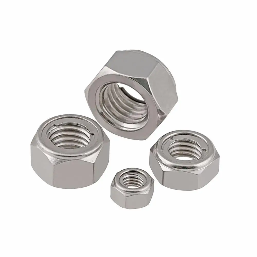 M3 M4 M5 M6 M8-M20 Hex Metal Insert Lock Nuts 304 A2 Stainless Steel GB6184 Hexagon Self Locking Nuts