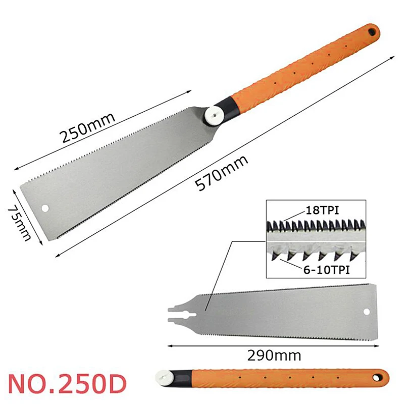 Folding Saw Japanese Double Edge Hand Saw HRC Wood Cutter Pull Saw 570mm Dry Wood Pruning Saw With Hard Teeth Woodworking Tools