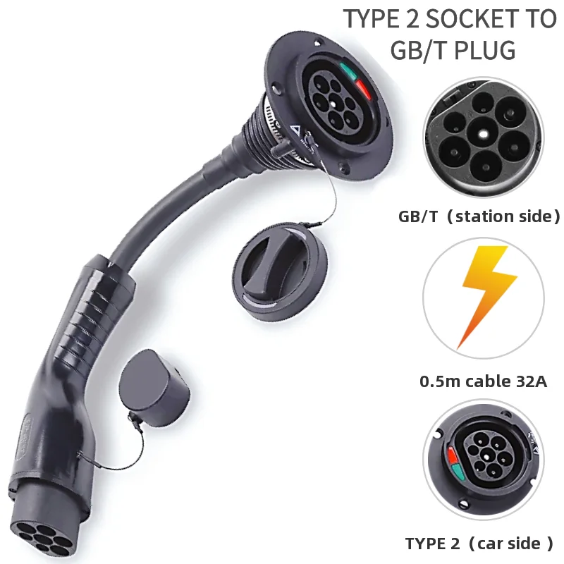 

16A/32A Type 2 IEC 62196 to GB/T EVSE Adapter 3P This Adapter Use to Charge A GB/T Electric Car On IEC 62196 Type 2 EV Chargers