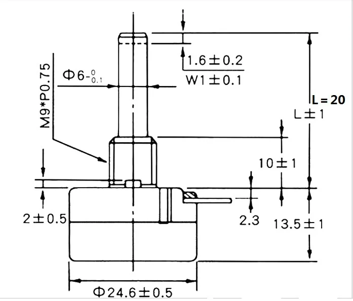 5個単炭素膜ポテンショメータRV24YN20S B501 500R調節可能な抵抗