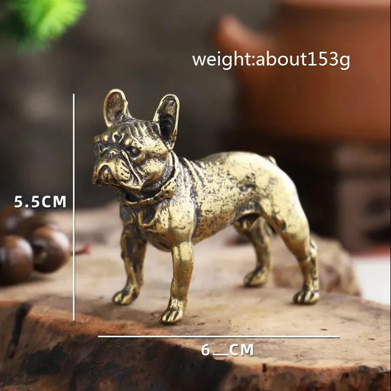Copper Desk Ornaments Bulldog Miniatures Figurines Handmade Retro Brass Animal Pet Dog Statue Home Decorations Accessories Craft view 3