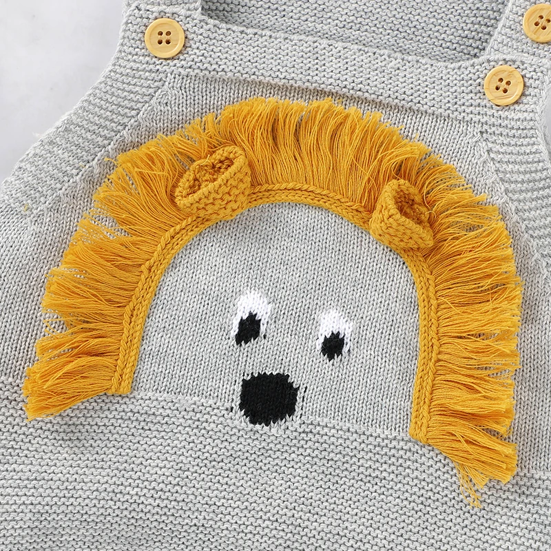 Baby Bodysuit Cute Cartoon Lion Toddler Infant Onesies 100%Cotton Knitted Newborn Children Clothing One Piece Overall Sleeveless