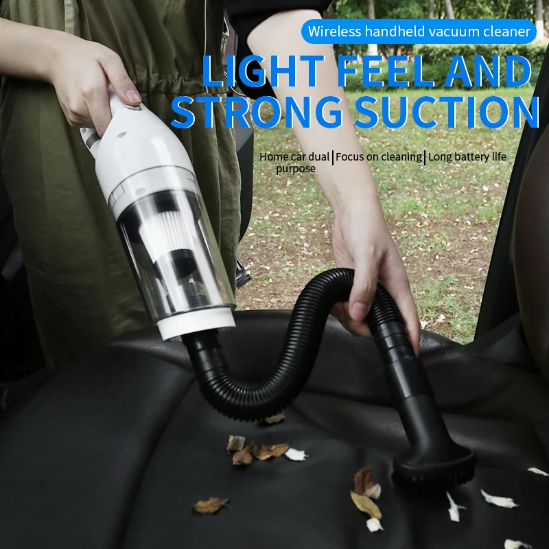 Aspirapolvere domestico ricaricabile senza cordone delfino bianco per l'home Office Car Pet Hair 12000Pa aspirapolvere portatile