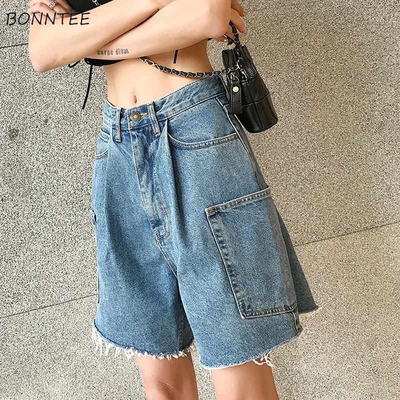 

Shorts Women Summer Daily Leisure Streetwear New Fashion Ins Soft Clothing BF Vintage All-match Female Simple Pockets Chic Loose