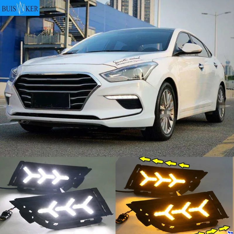 

1Pair For Hyundai MISTRA 2017 2018 2019 LED Daytime Running Light Turning Signal Lamp DRL Day Light Front Bumper Fog Light