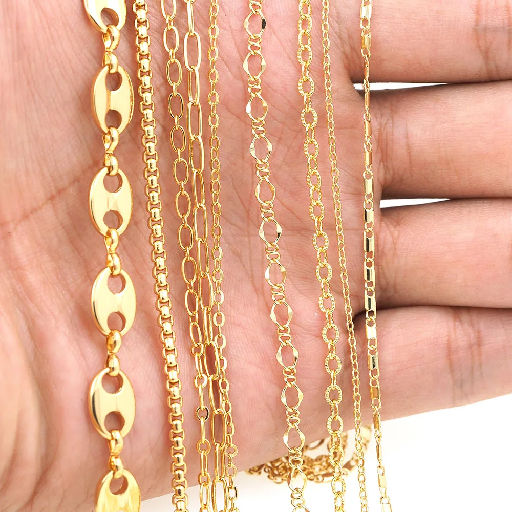 Gold-Plated กึ่งสำเร็จรูปโซ่,คลิปหนีบกระดาษ,DIY เครื่องประดับสร้อยข้อมือสร้อยคอการผลิต